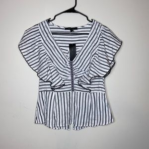 Black and white striped blouse